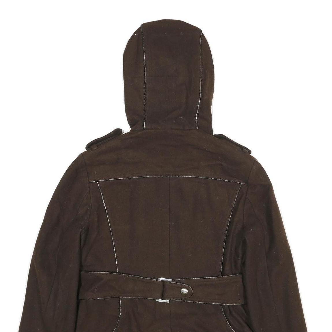 MISS SIXTY Y2K Womens Brown Wool Blend Hooded Button Jacket M Woven Stylish