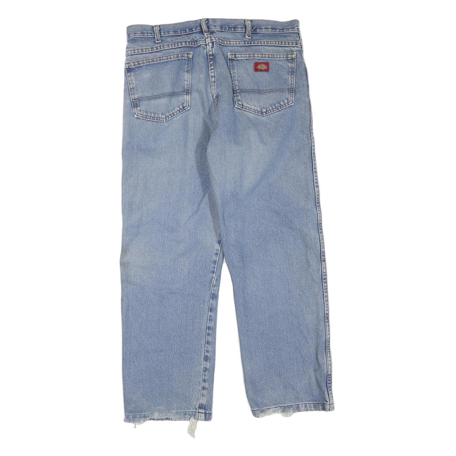 DICKIES Mens Jeans Blue Regular Straight Denim Light W34 L28 Classic Workwear