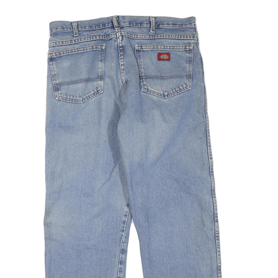 DICKIES Mens Jeans Blue Regular Straight Denim Light W34 L28 Classic Workwear