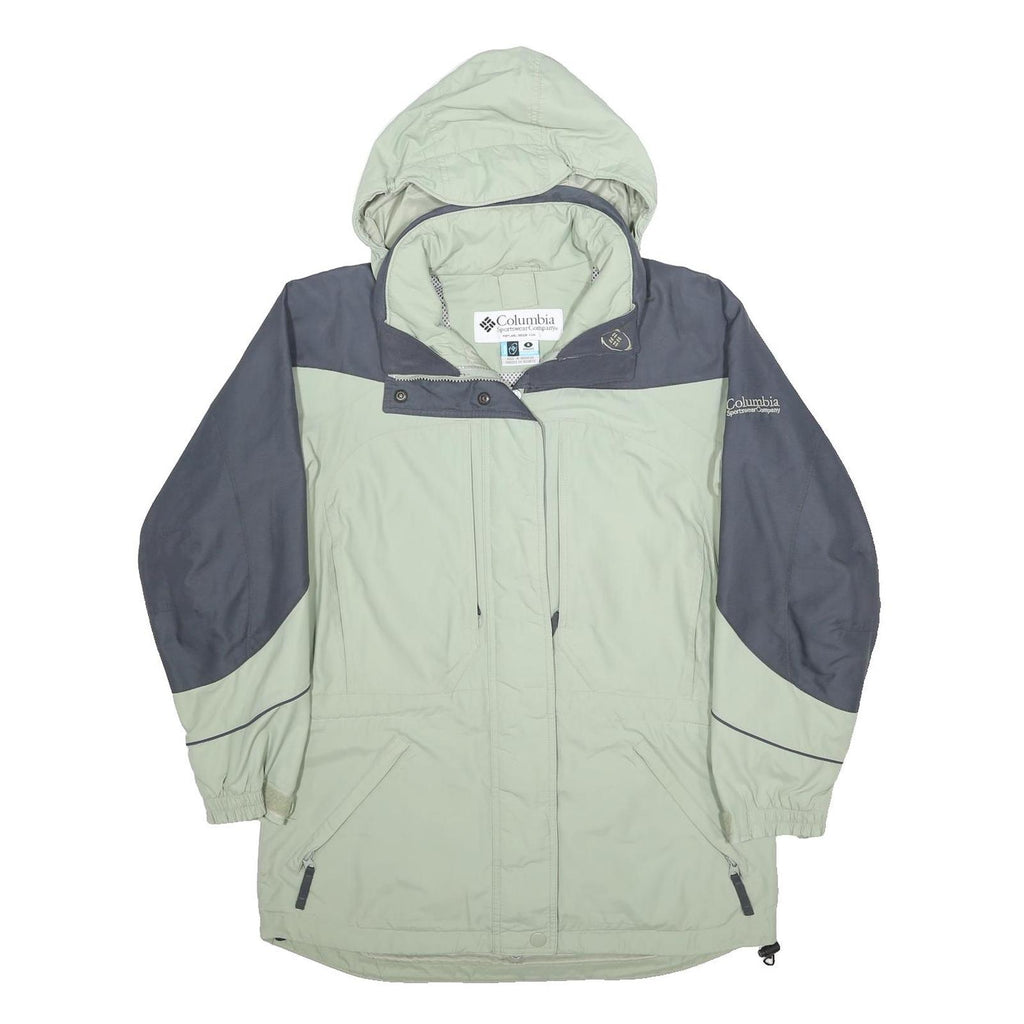 COLUMBIA Womens Grey & Light Green Outdoor Jacket S Nylon Zip Hooded Plain