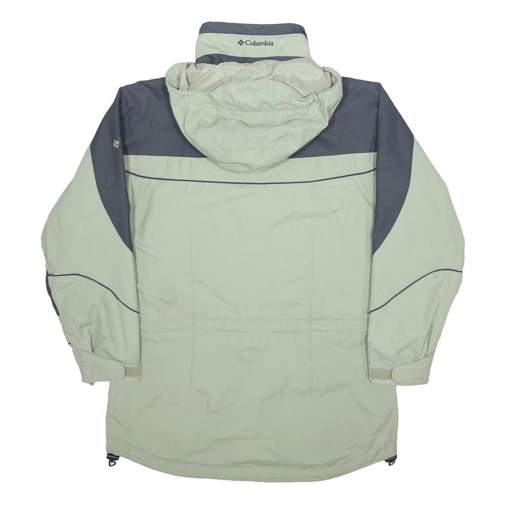 COLUMBIA Womens Grey & Light Green Outdoor Jacket S Nylon Zip Hooded Plain