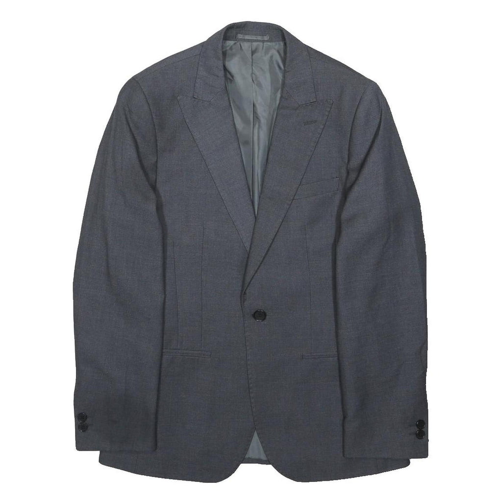 MOSS Womens Grey & Black Classic Jacket S Polyester Blend Button Closure