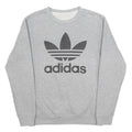 ADIDAS Mens Grey Cotton Blend Crew Neck Sweatshirt L Logo L