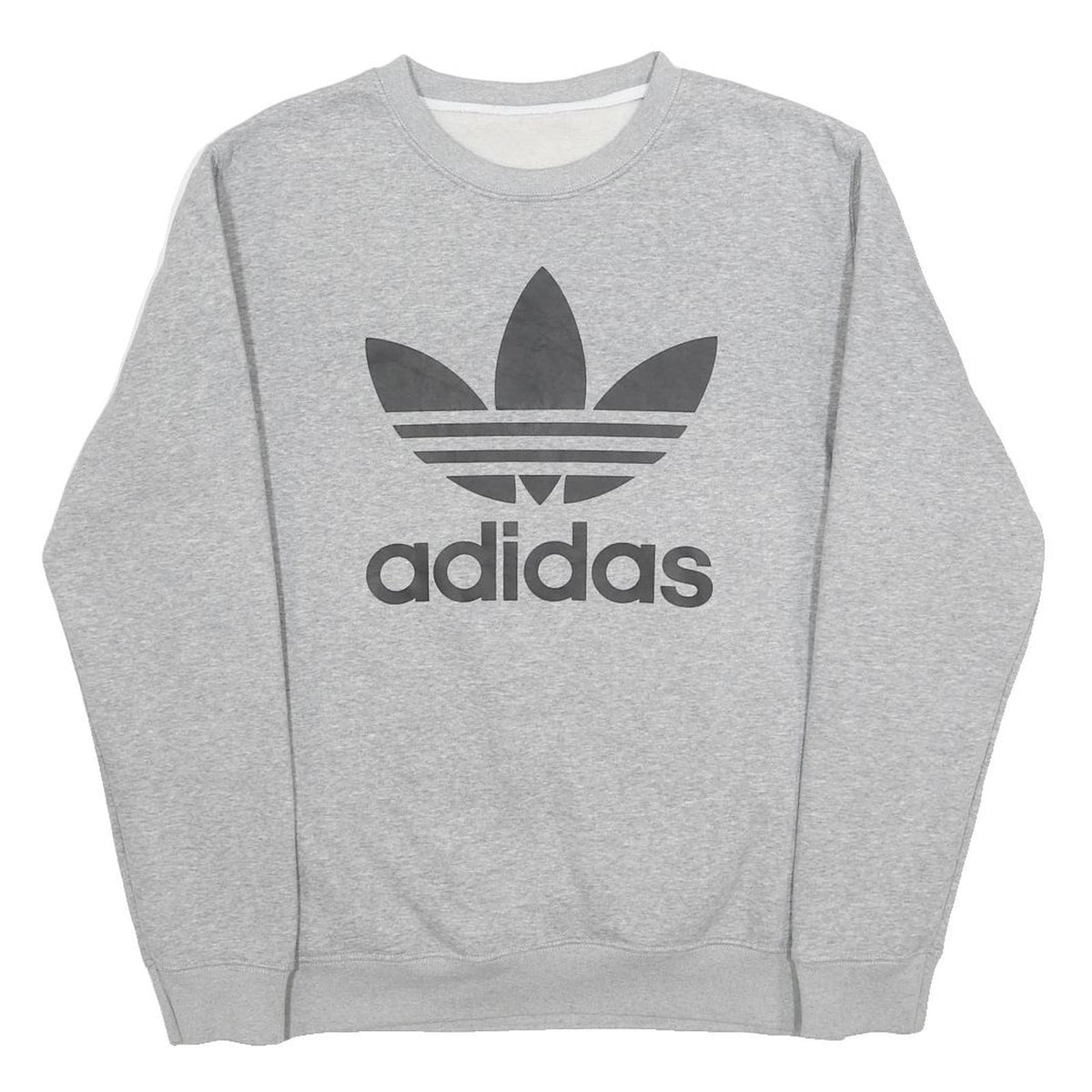 ADIDAS Mens Grey Cotton Blend Crew Neck Sweatshirt L Logo L