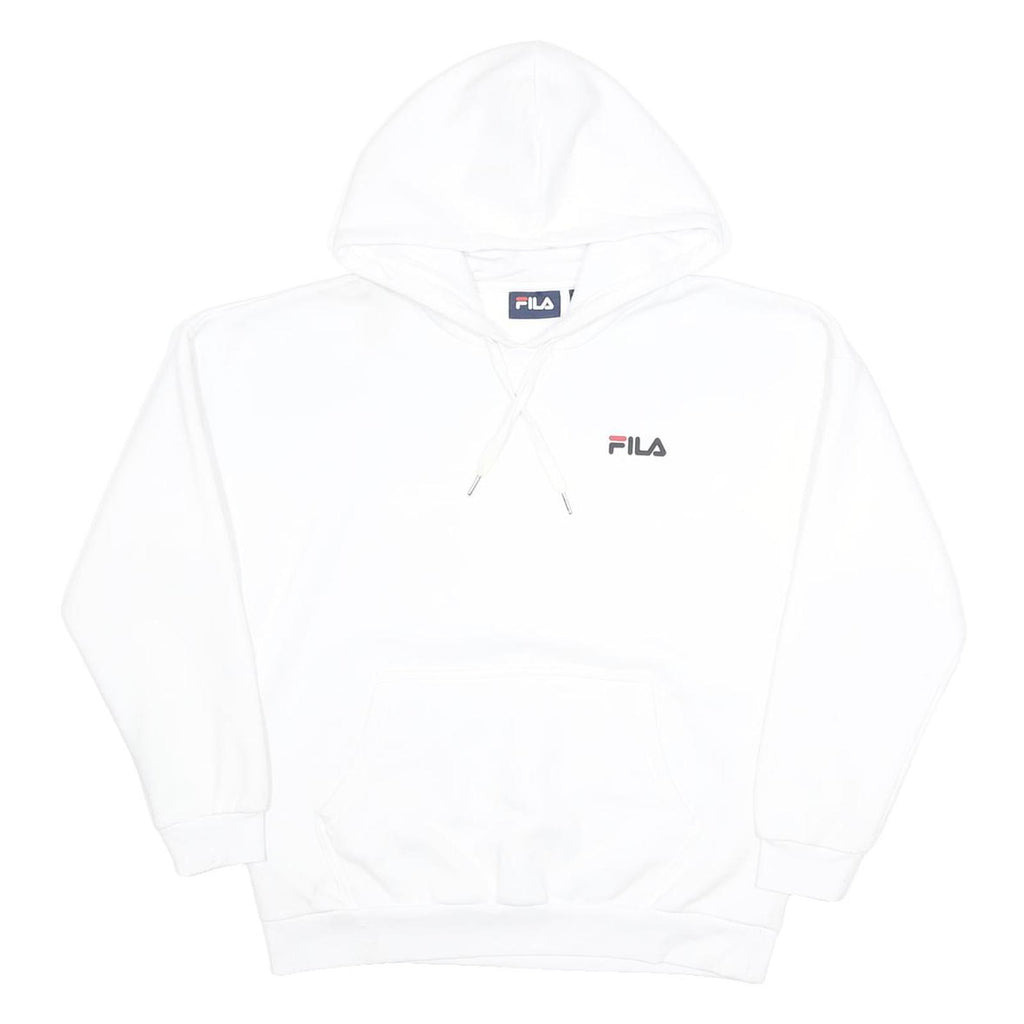FILA Womens White Pullover Hoodie S S Logo Cotton Blend Casual