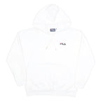 FILA Womens White Pullover Hoodie S S Logo Cotton Blend Casual