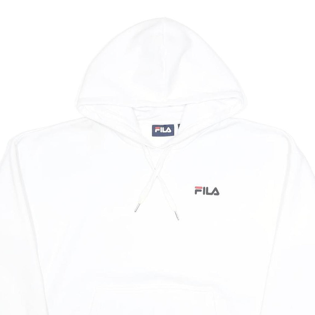 FILA Womens White Pullover Hoodie S S Logo Cotton Blend Casual