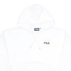 FILA Womens White Pullover Hoodie S S Logo Cotton Blend Casual