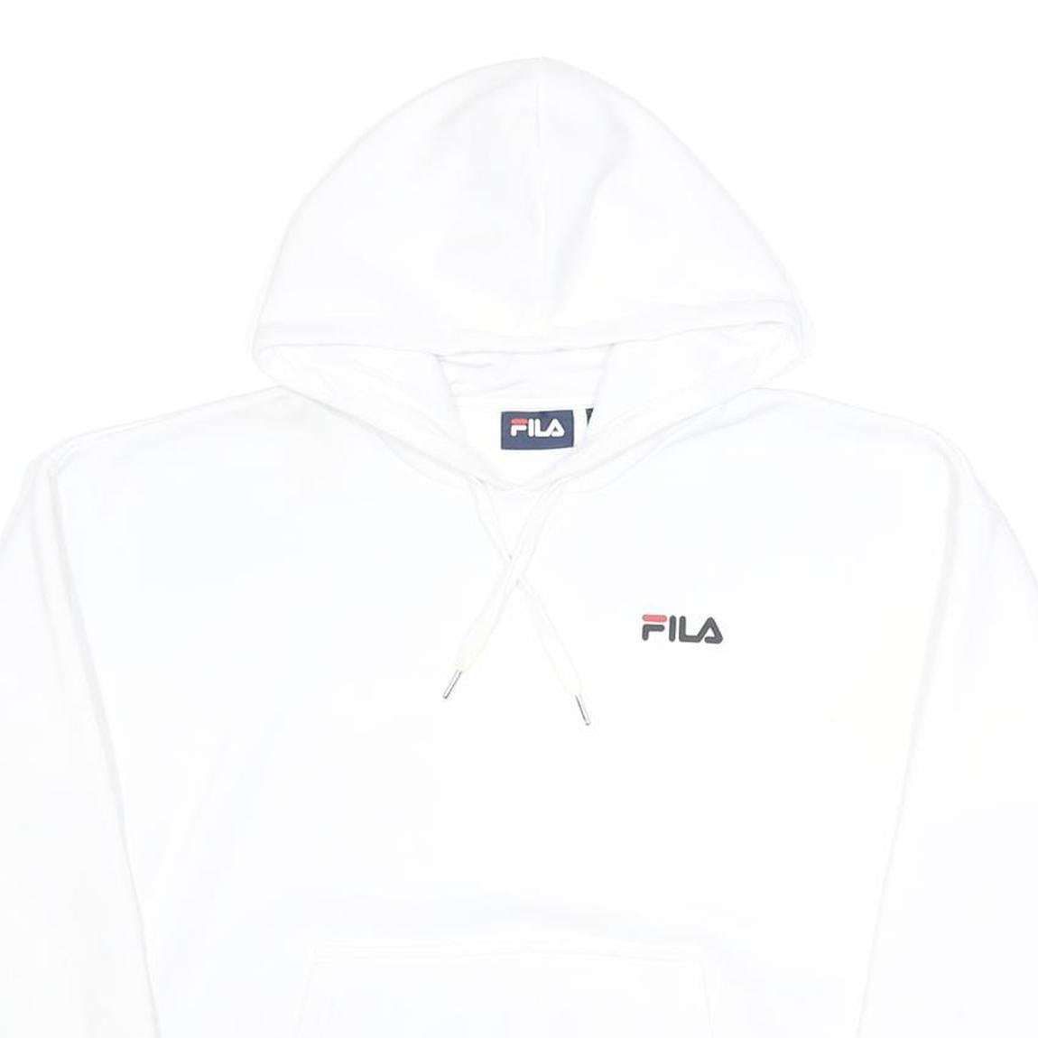 FILA Womens White Pullover Hoodie S S Logo Cotton Blend Casual