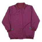 Womens Purple & Burgundy Reversible Plain Button Polyester Blend Jacket L