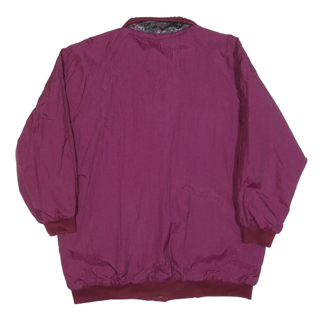 Womens Purple & Burgundy Reversible Plain Button Polyester Blend Jacket L