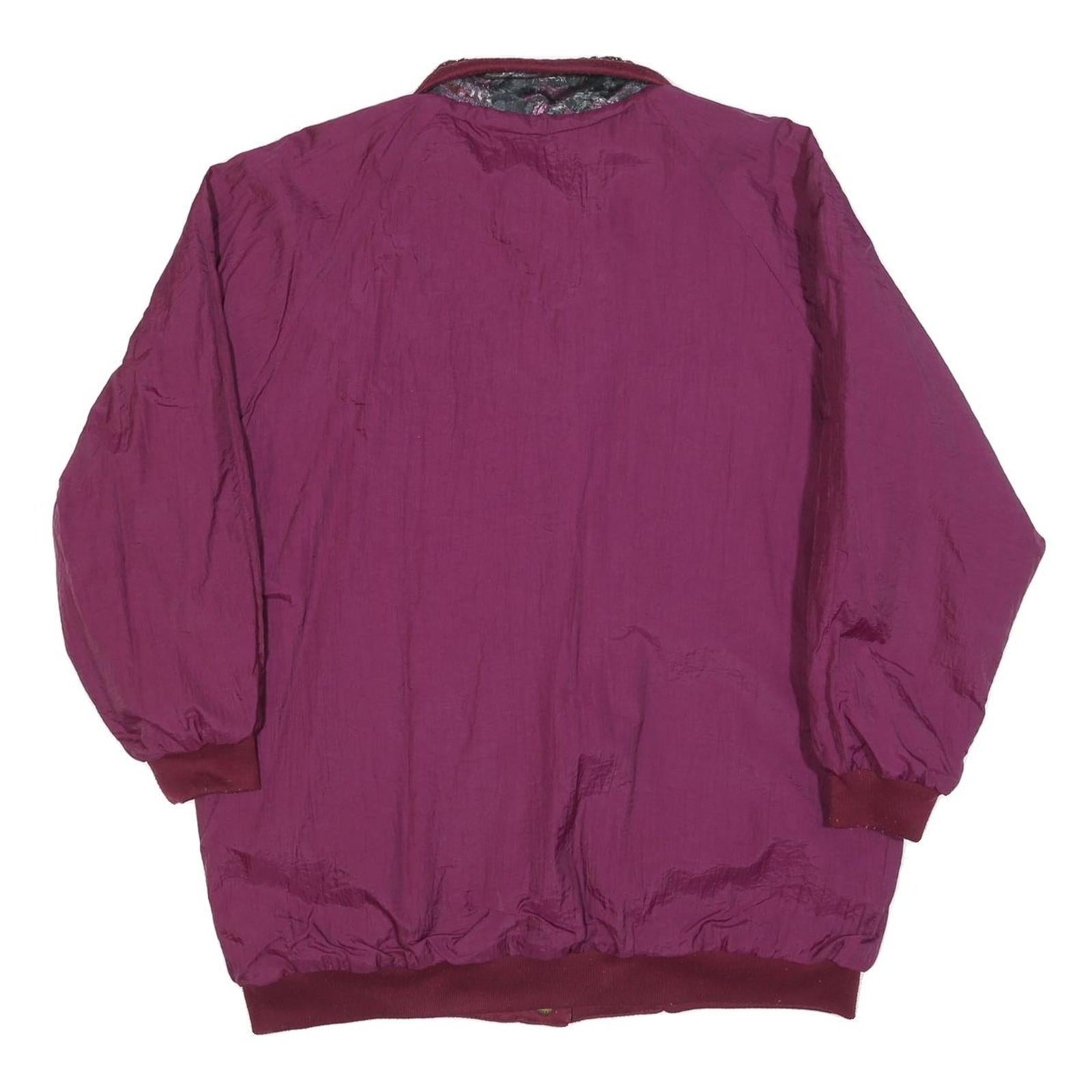 Womens Purple & Burgundy Reversible Plain Button Polyester Blend Jacket L