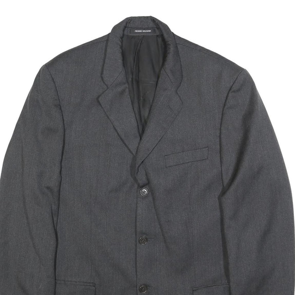 PIERRE BALMAIN Mens Grey Wool Blend Jacket L Button Classic Formal Tailored
