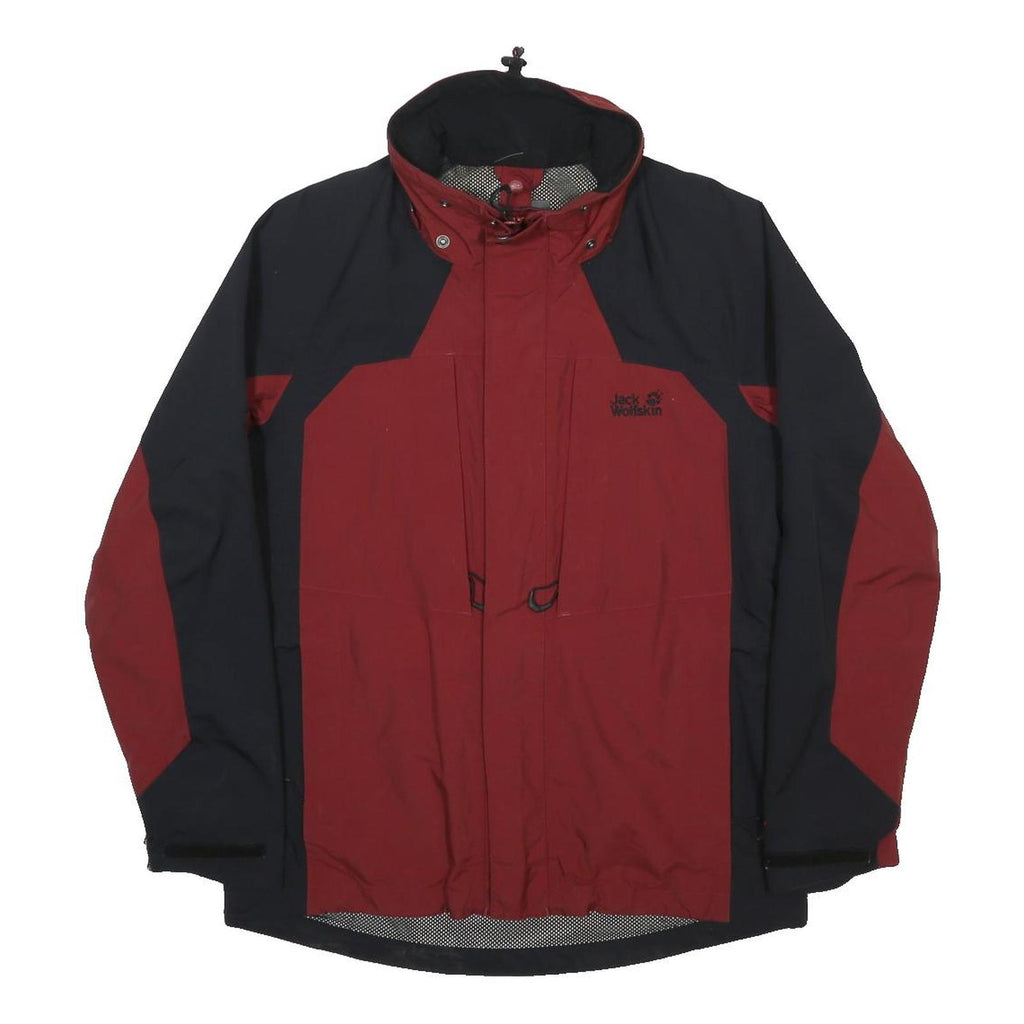 JACK WOLFSKIN Mens Red & Black Outdoor Jacket S Polyamide Plain Zip Hooded