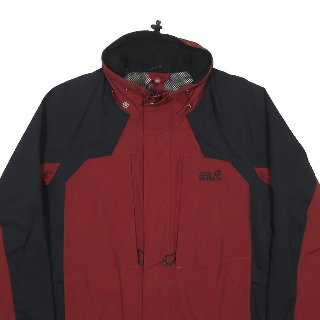 JACK WOLFSKIN Mens Red & Black Outdoor Jacket S Polyamide Plain Zip Hooded