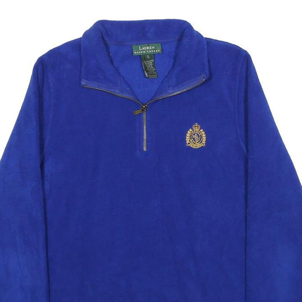 LAUREN RALPH LAUREN Womens Blue Plain Pullover Half Zip Jumper S Polyester Soft