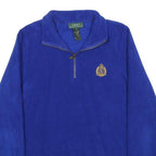 LAUREN RALPH LAUREN Womens Blue Plain Pullover Half Zip Jumper S Polyester Soft