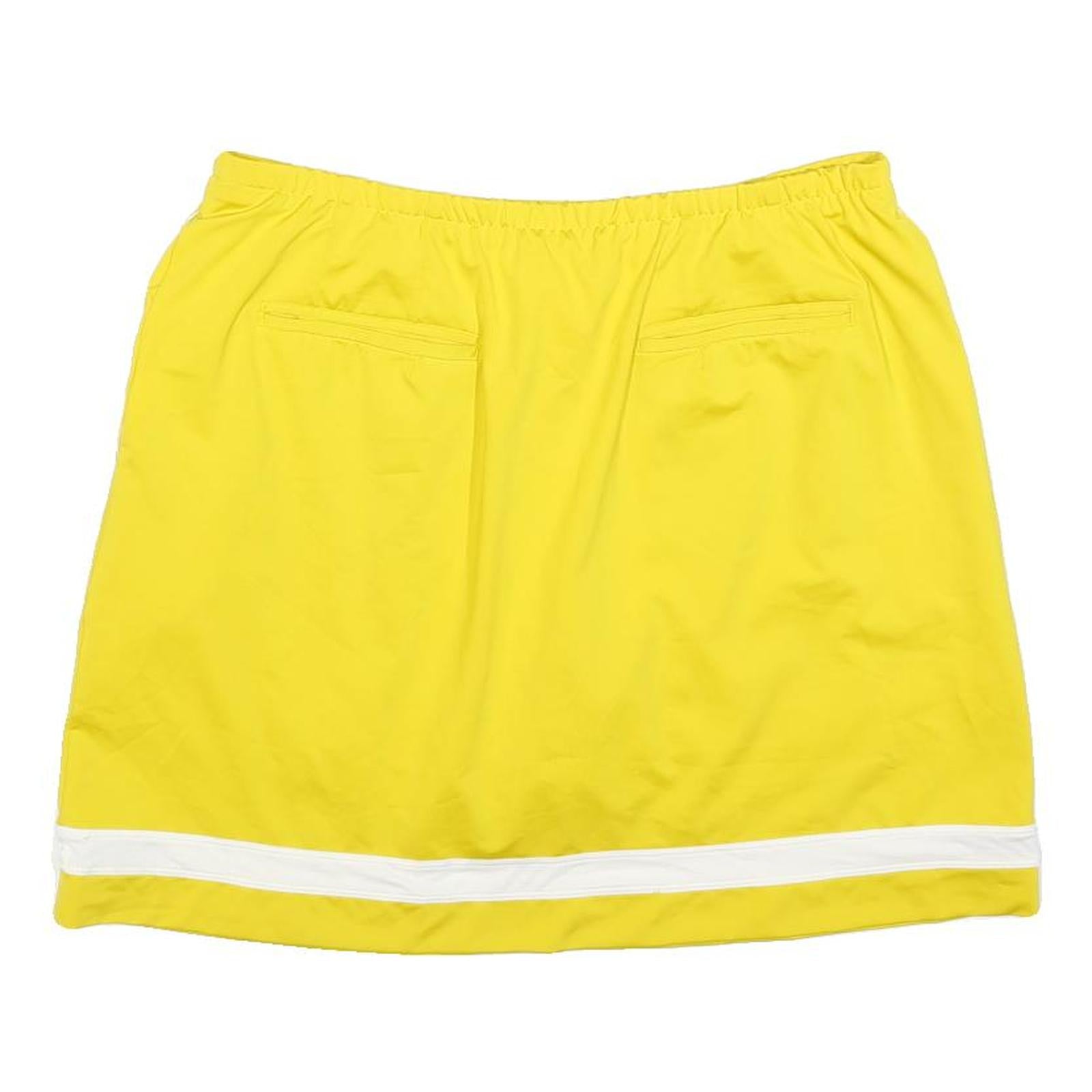 NIKE Womens Yellow & White Sports Mini Skort Polyester Blend L Athletic Tennis