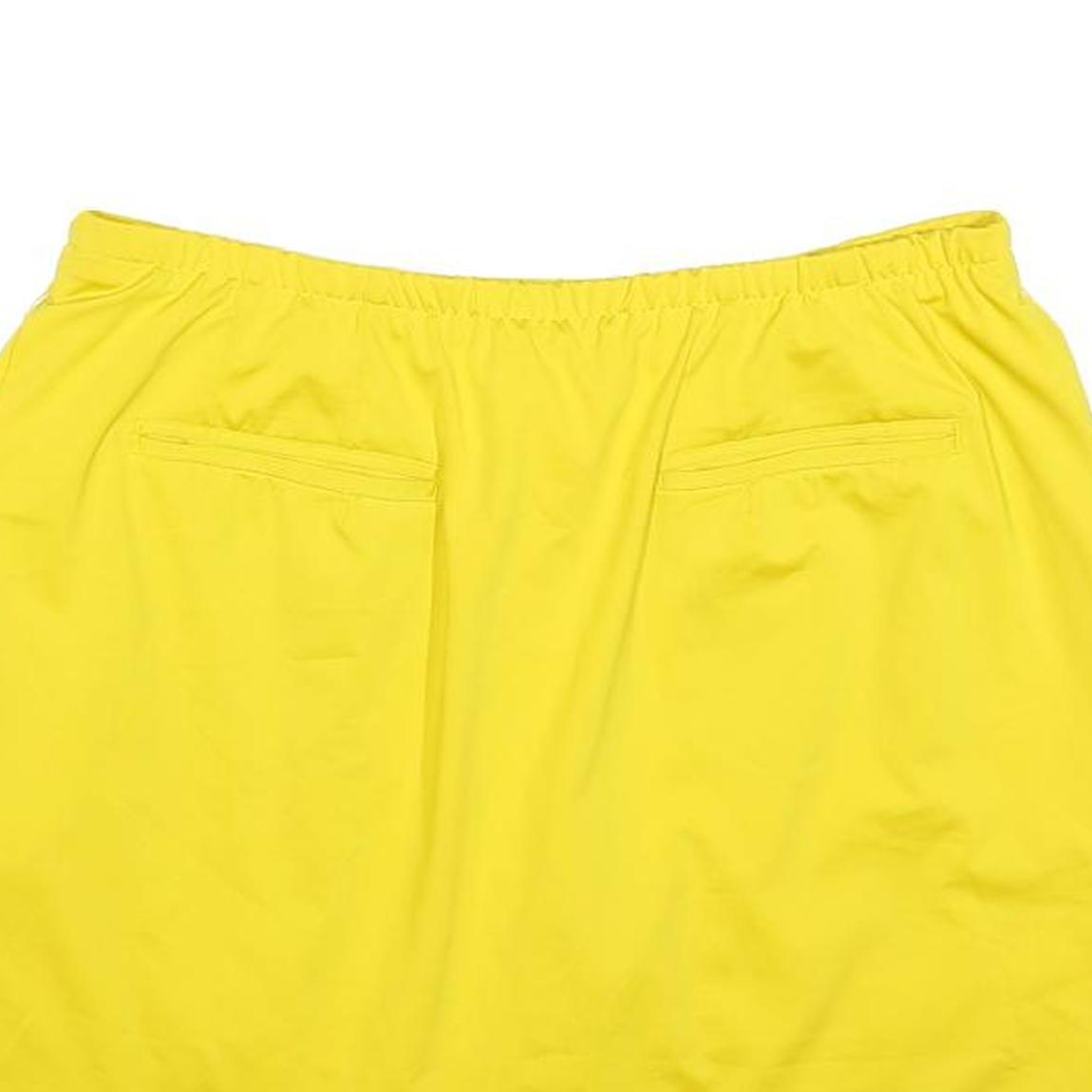 NIKE Womens Yellow & White Sports Mini Skort Polyester Blend L Athletic Tennis