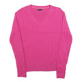 TOMMY HILFIGER Womens Pink Fashion Jumper Patterned V-Neck Basic Knit L Cotton