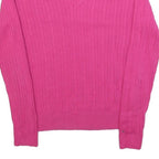 TOMMY HILFIGER Womens Pink Fashion Jumper Patterned V-Neck Basic Knit L Cotton