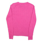 TOMMY HILFIGER Womens Pink Fashion Jumper Patterned V-Neck Basic Knit L Cotton