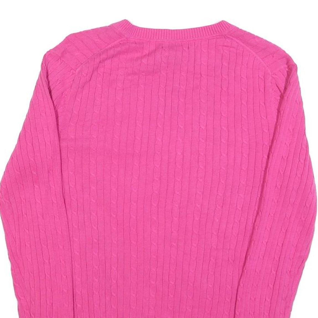TOMMY HILFIGER Womens Pink Fashion Jumper Patterned V-Neck Basic Knit L Cotton