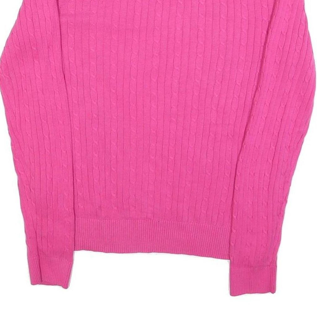 TOMMY HILFIGER Womens Pink Fashion Jumper Patterned V-Neck Basic Knit L Cotton
