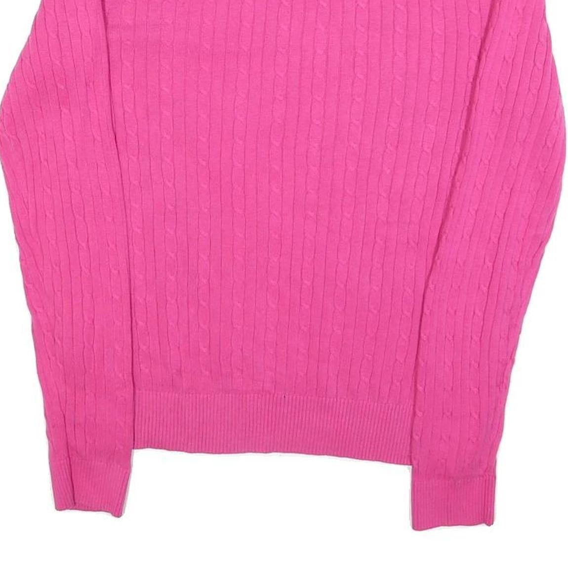 TOMMY HILFIGER Womens Pink Fashion Jumper Patterned V-Neck Basic Knit L Cotton