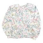 FB PETIE Womens Cream Floral Print Blouse Long Sleeve Round Neck S Light Top