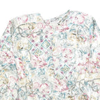 FB PETIE Womens Cream Floral Print Blouse Long Sleeve Round Neck S Light Top