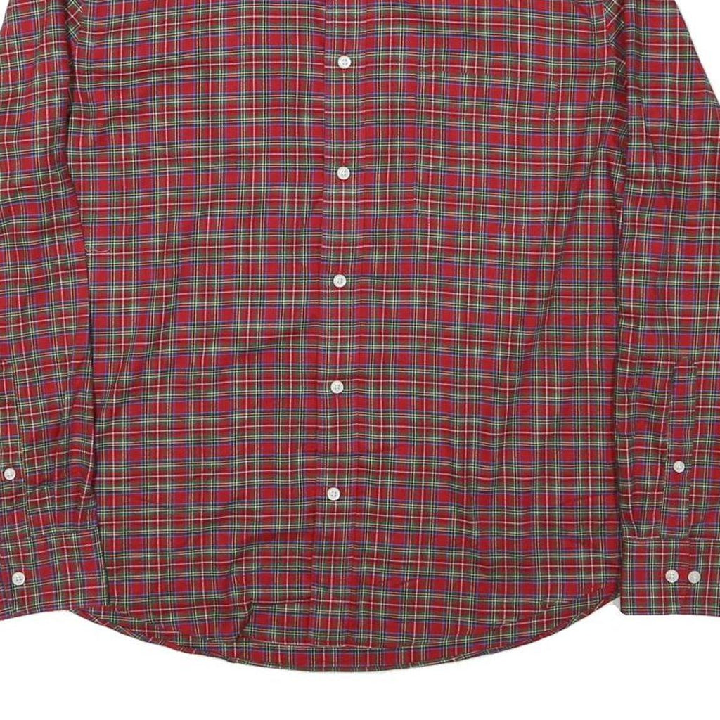 LAUREN RALPH LAUREN Mens Red Green Check Shirt L Classic Cotton Blend Button