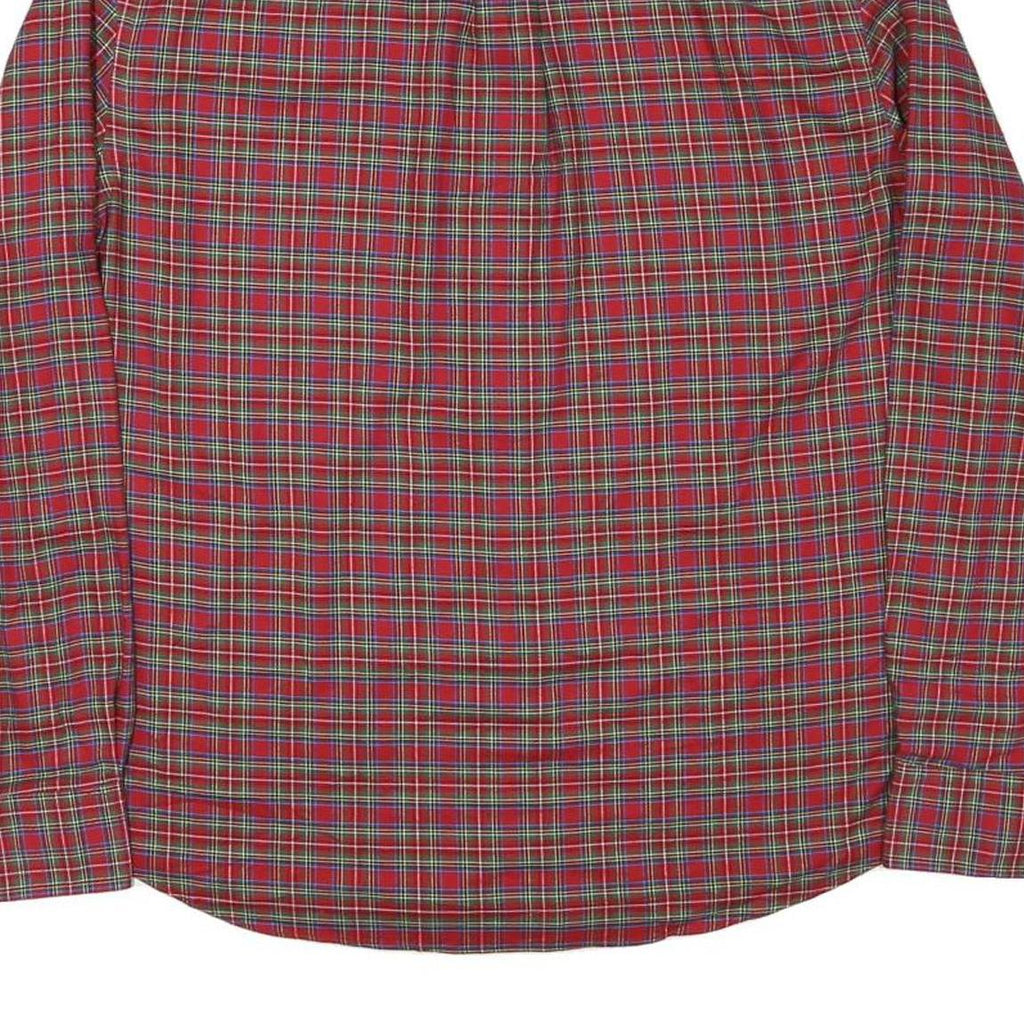 LAUREN RALPH LAUREN Mens Red Green Check Shirt L Classic Cotton Blend Button