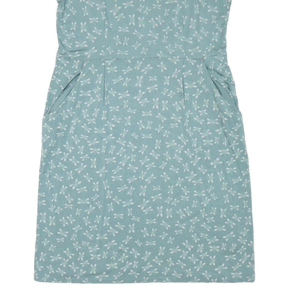 WHITE STUFF Womens Blue Floral Day Cotton Blend Dress UK 16 Pockets V-Neck