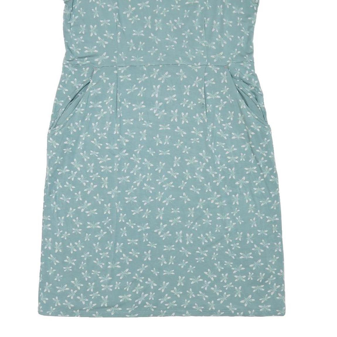 WHITE STUFF Womens Blue Floral Day Cotton Blend Dress UK 16 Pockets V-Neck