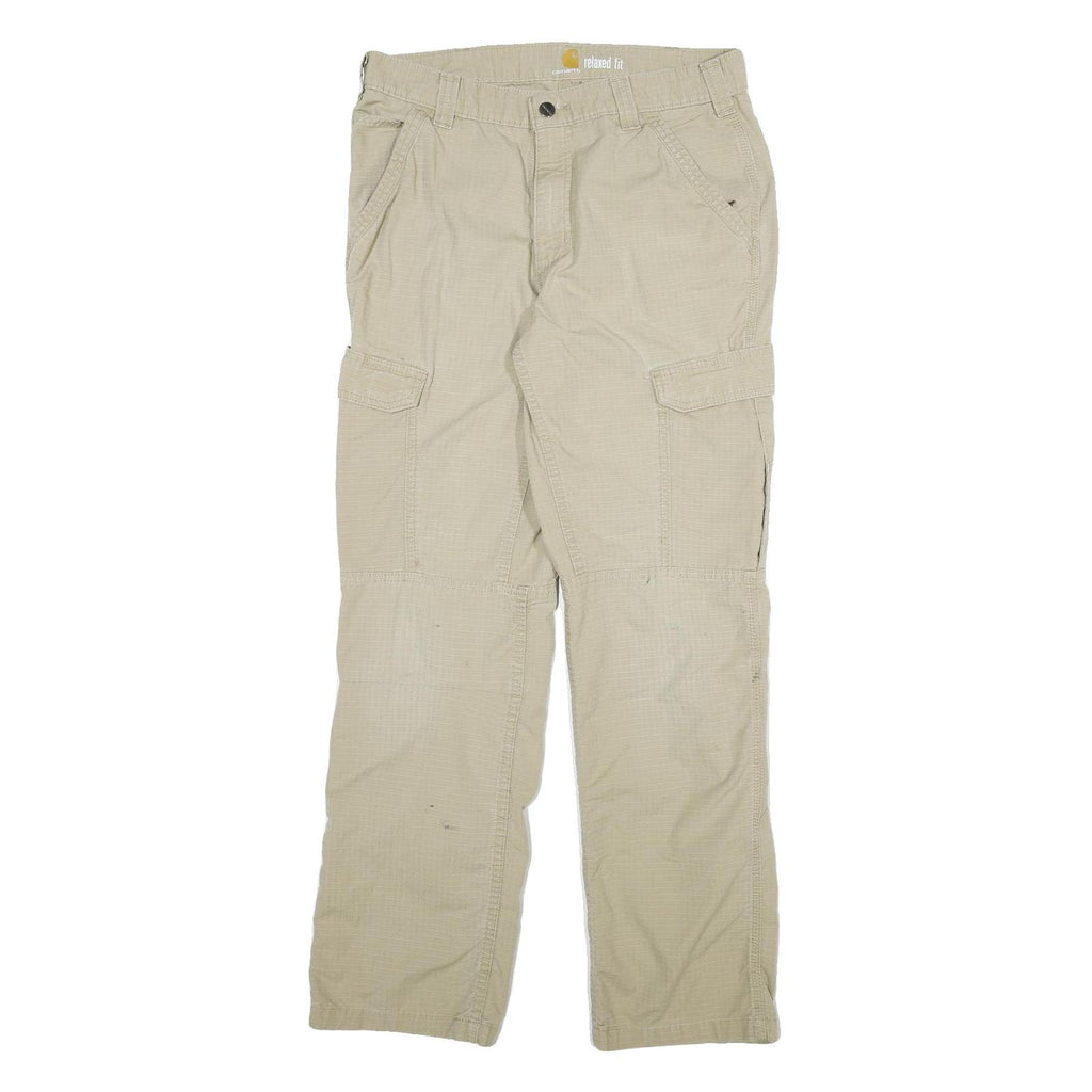 CARHARTT Mens Cotton Blend Beige Relaxed Straight Trousers W32 L32 Workwear