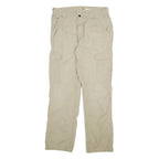 CARHARTT Mens Cotton Blend Beige Relaxed Straight Trousers W32 L32 Workwear