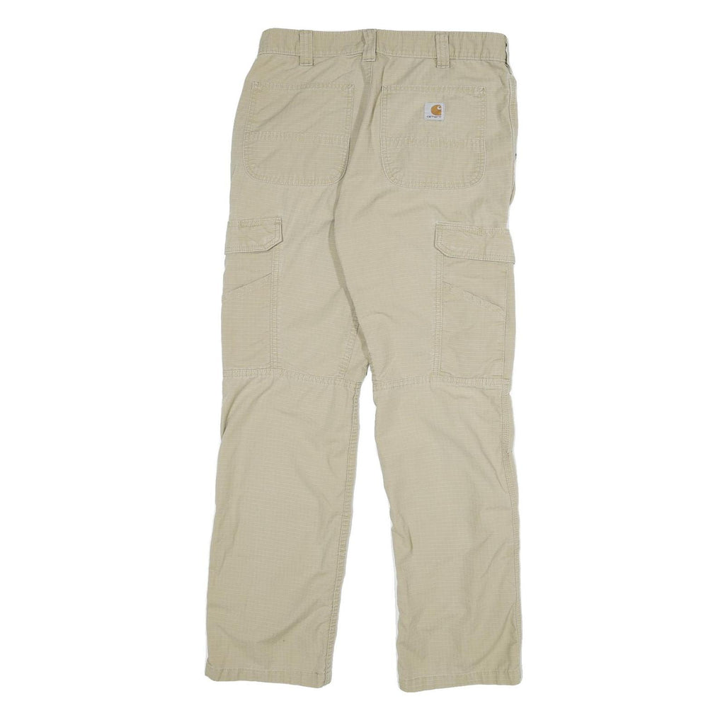 CARHARTT Mens Cotton Blend Beige Relaxed Straight Trousers W32 L32 Workwear