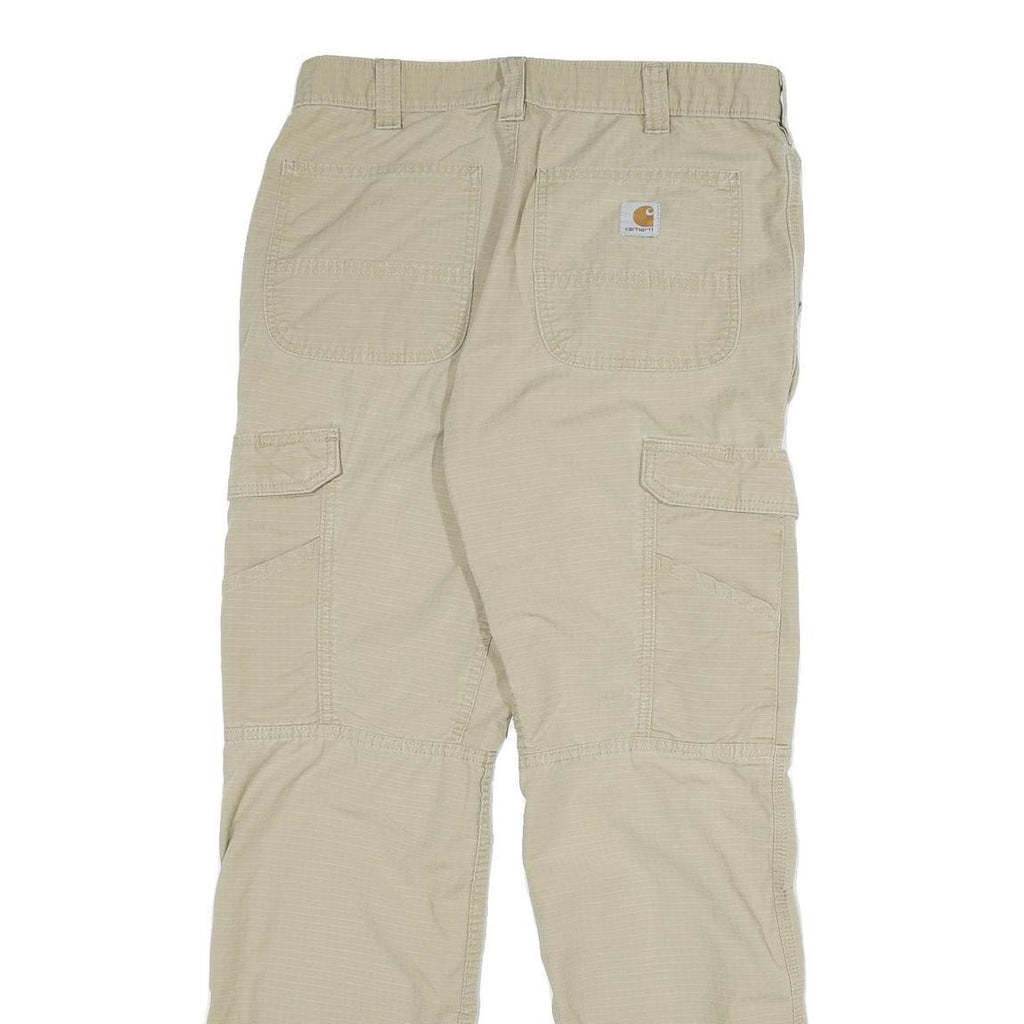 CARHARTT Mens Cotton Blend Beige Relaxed Straight Trousers W32 L32 Workwear