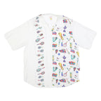 CLOCKHOUSE Womens White Printed Shirt S Polyester Blend Casual Short Sleeve