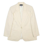 SAG HARBOR Womens White Wool Blazer Jacket L Button Closure Plain Classic Fit