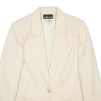 SAG HARBOR Womens White Wool Blazer Jacket L Button Closure Plain Classic Fit