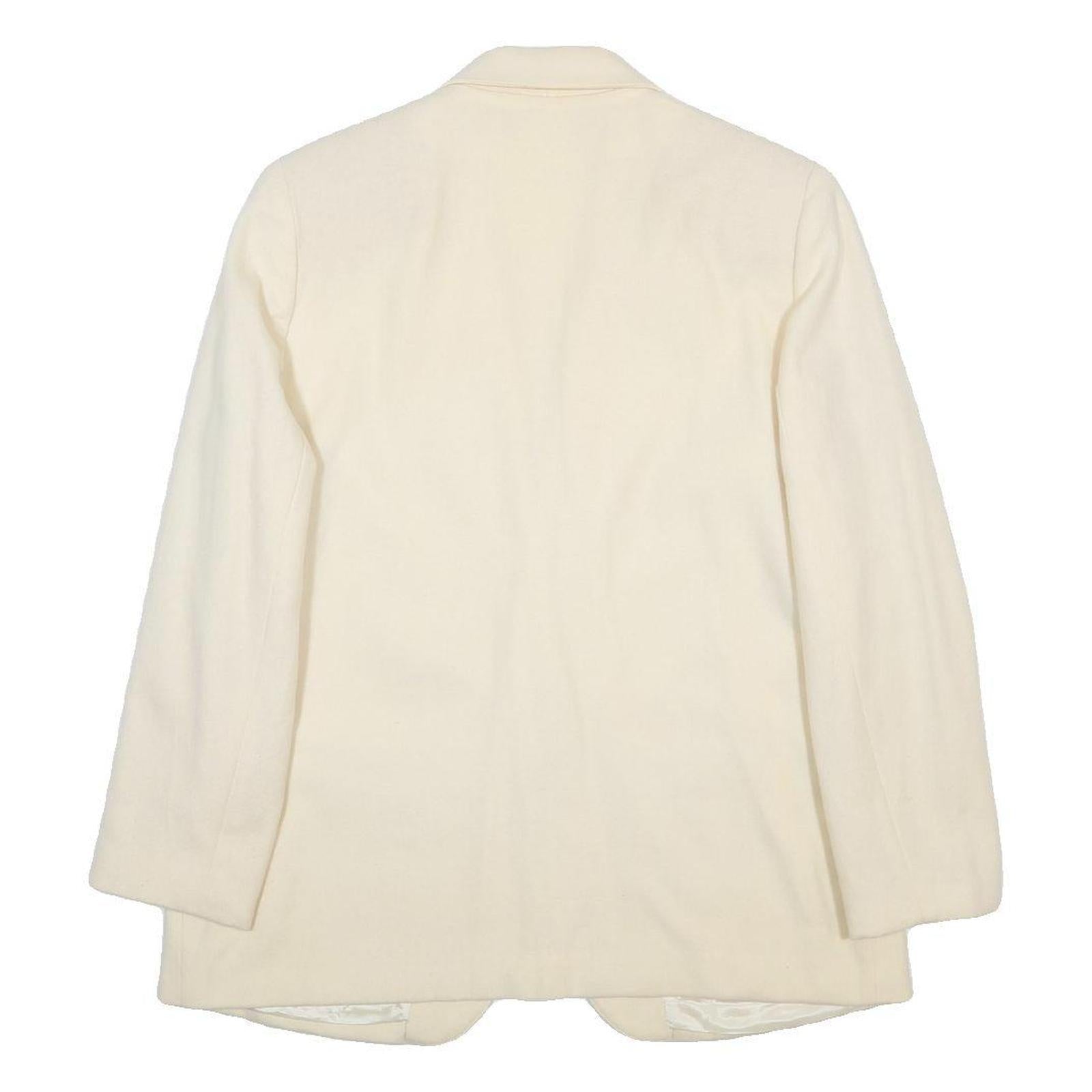 SAG HARBOR Womens White Wool Blazer Jacket L Button Closure Plain Classic Fit