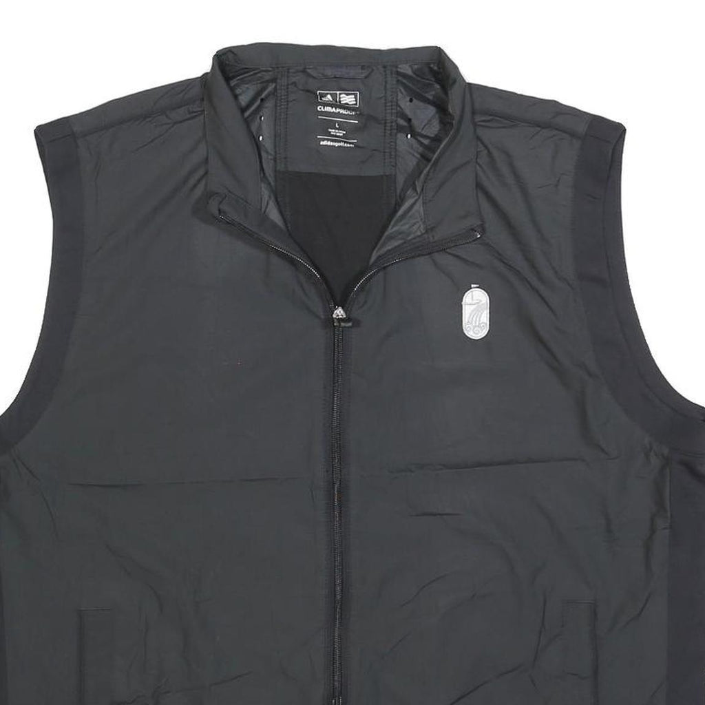 ADIDAS Mens Black Outdoor Jacket L Polyester Blend Plain Zip Sleeveless