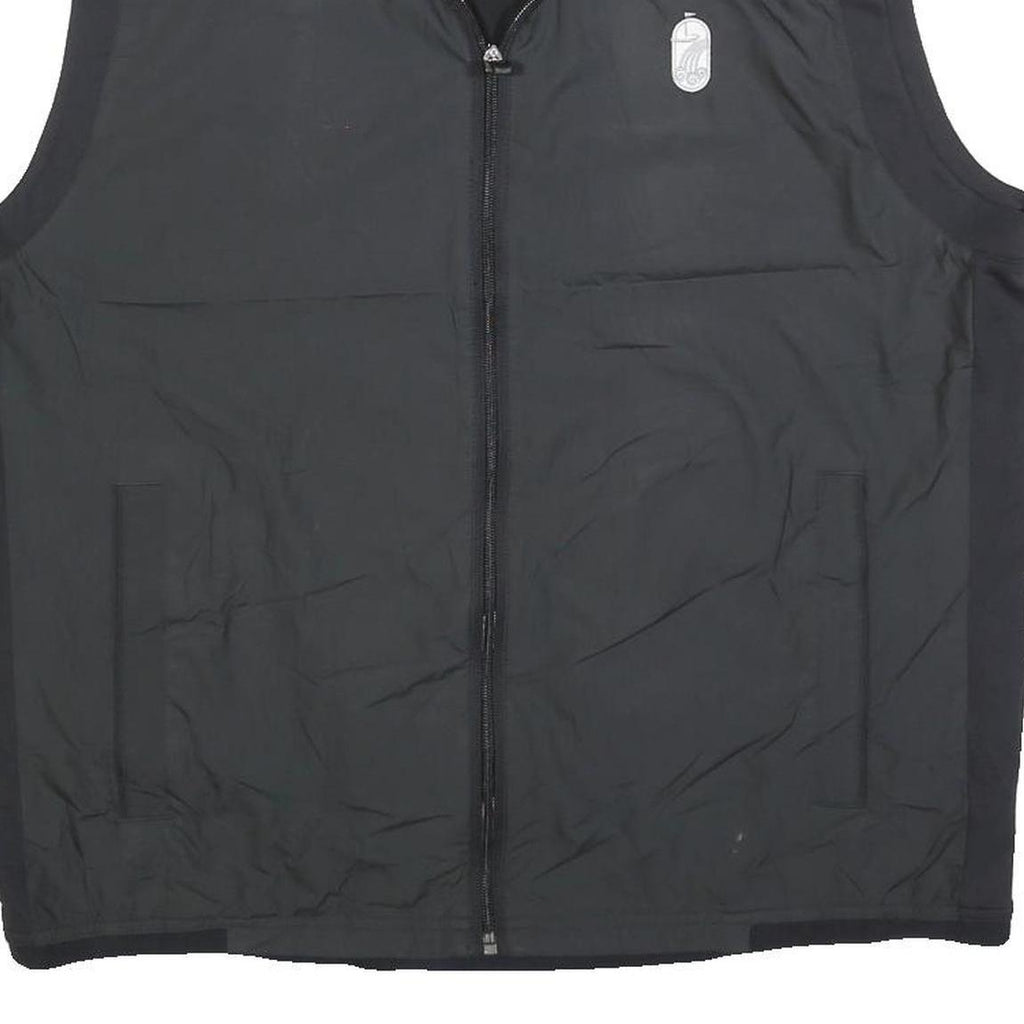 ADIDAS Mens Black Outdoor Jacket L Polyester Blend Plain Zip Sleeveless