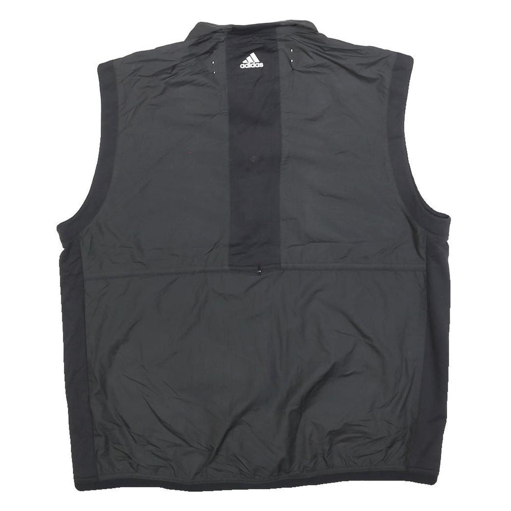 ADIDAS Mens Black Outdoor Jacket L Polyester Blend Plain Zip Sleeveless