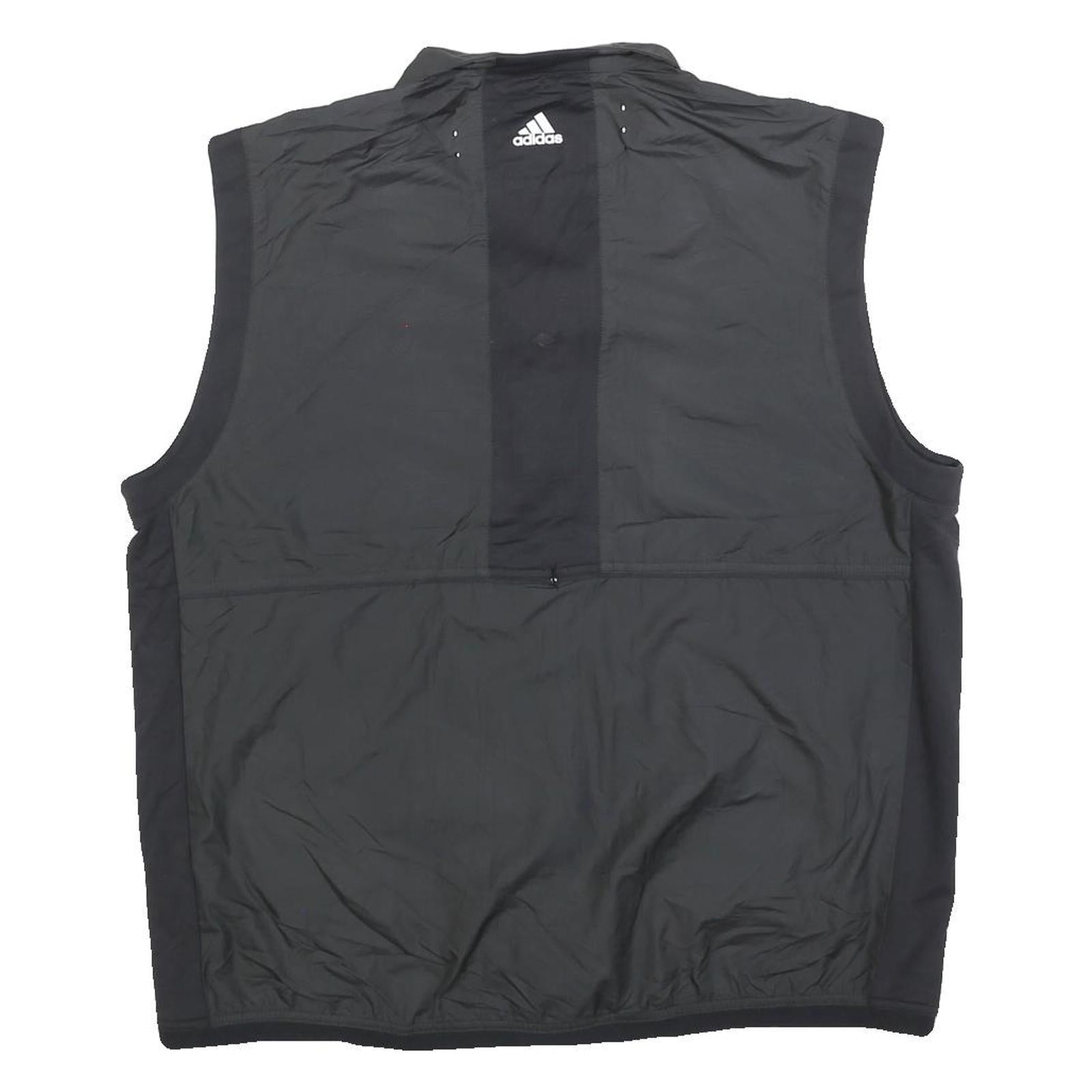 ADIDAS Mens Black Outdoor Jacket L Polyester Blend Plain Zip Sleeveless