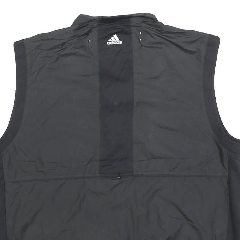 ADIDAS Mens Black Outdoor Jacket L Polyester Blend Plain Zip Sleeveless