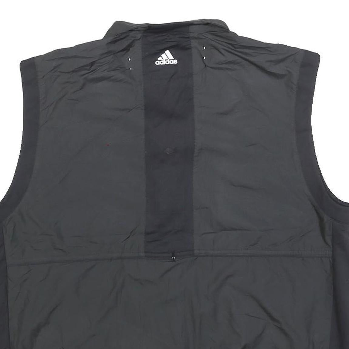 ADIDAS Mens Black Outdoor Jacket L Polyester Blend Plain Zip Sleeveless