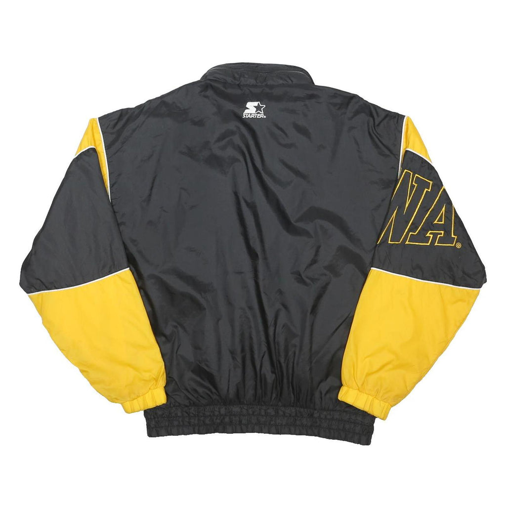 STARTER 90s Mens Black & Yellow Iowa Hawks Script Zip Jacket M Polyester Blend